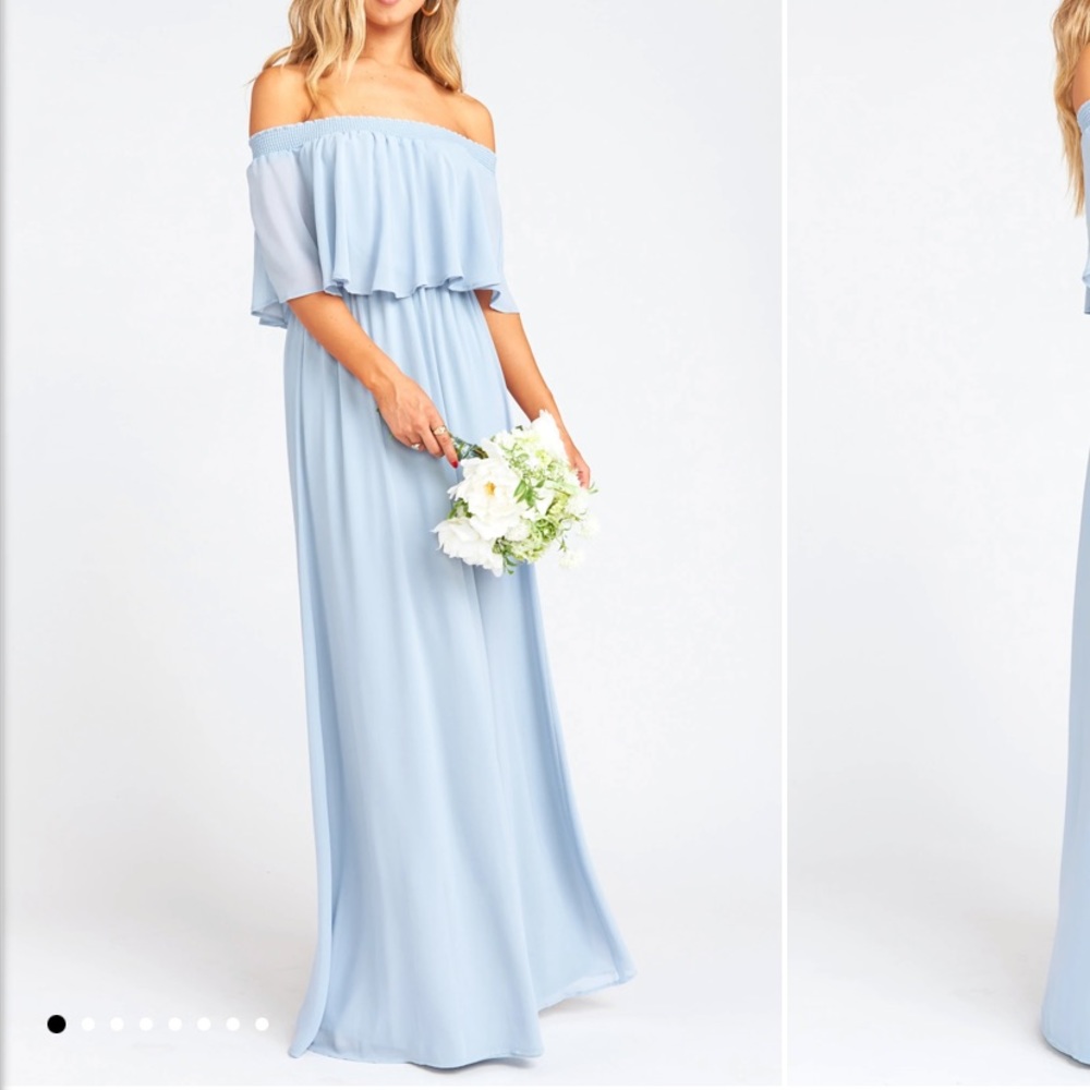 Show Me Your Mumu Hacienda Dress in Steel Blue Chiffon